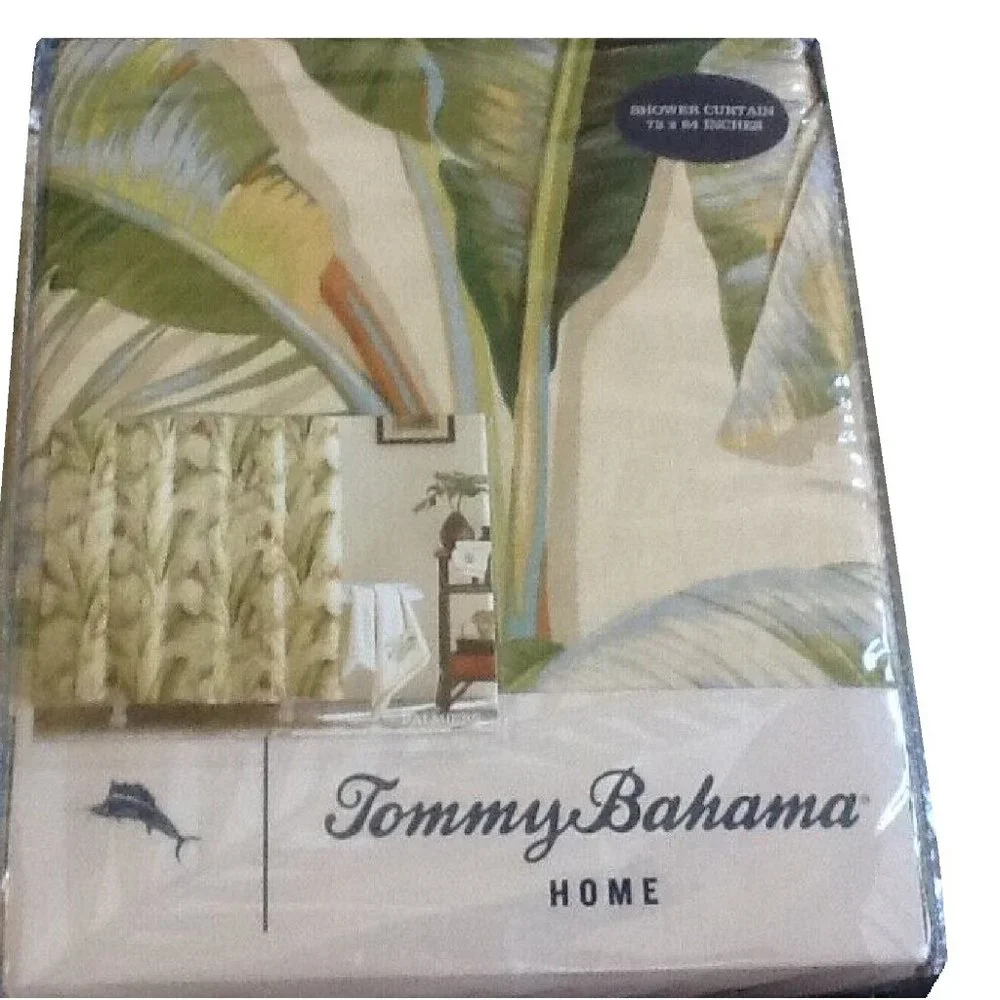 new Tommy Bahama GREEN LEAF PALMIERS 72 x 84 inch Extra Long Shower Curtain